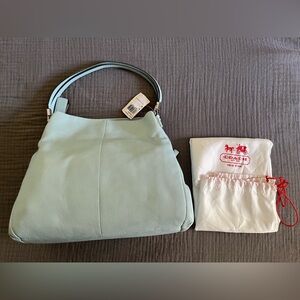 NWT vintage Coach Madison Phoebe Sea Mist blue leather shoulder bag tote